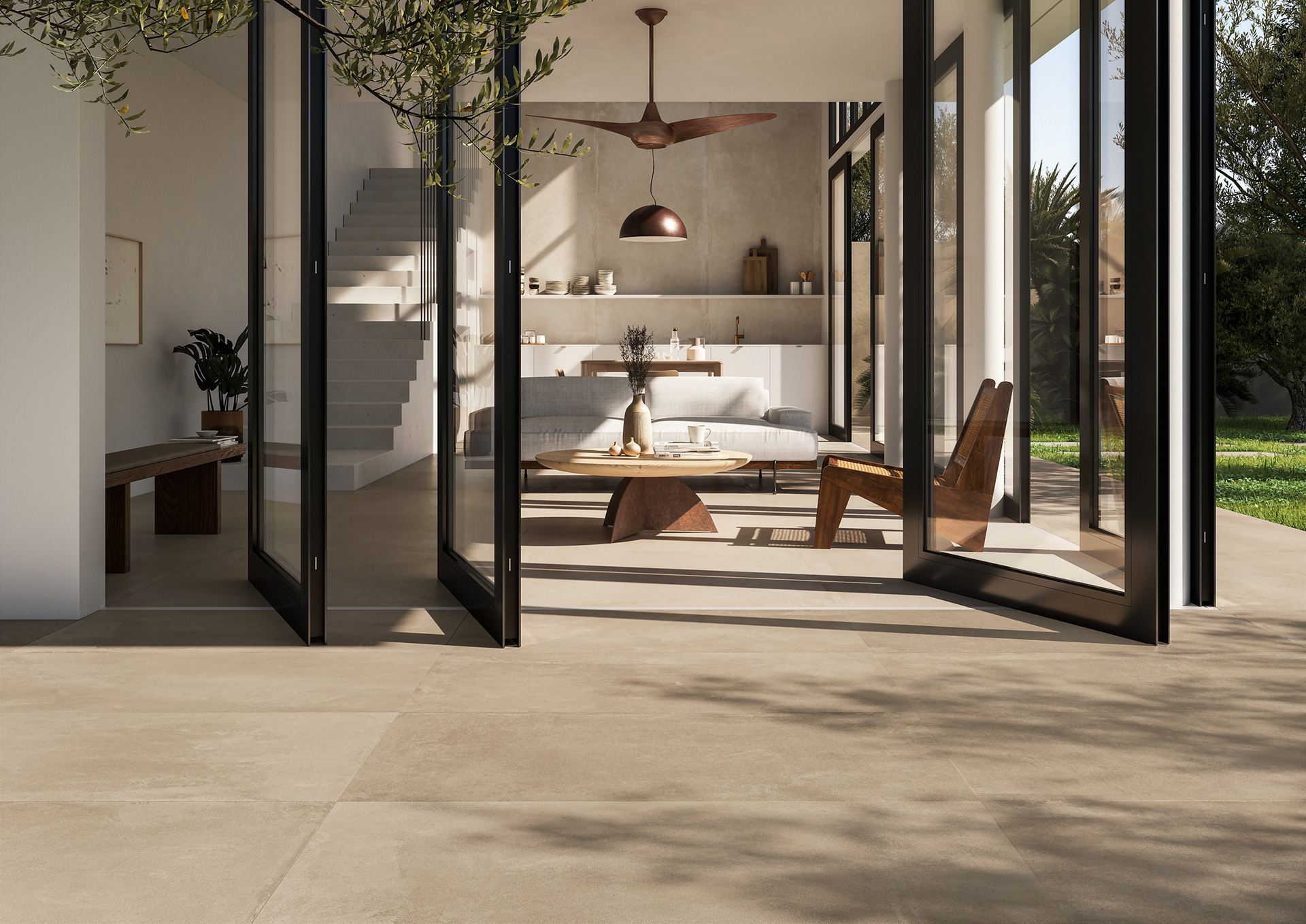 2cm Outdoor Betonoptik Elfenbein 60x60cm