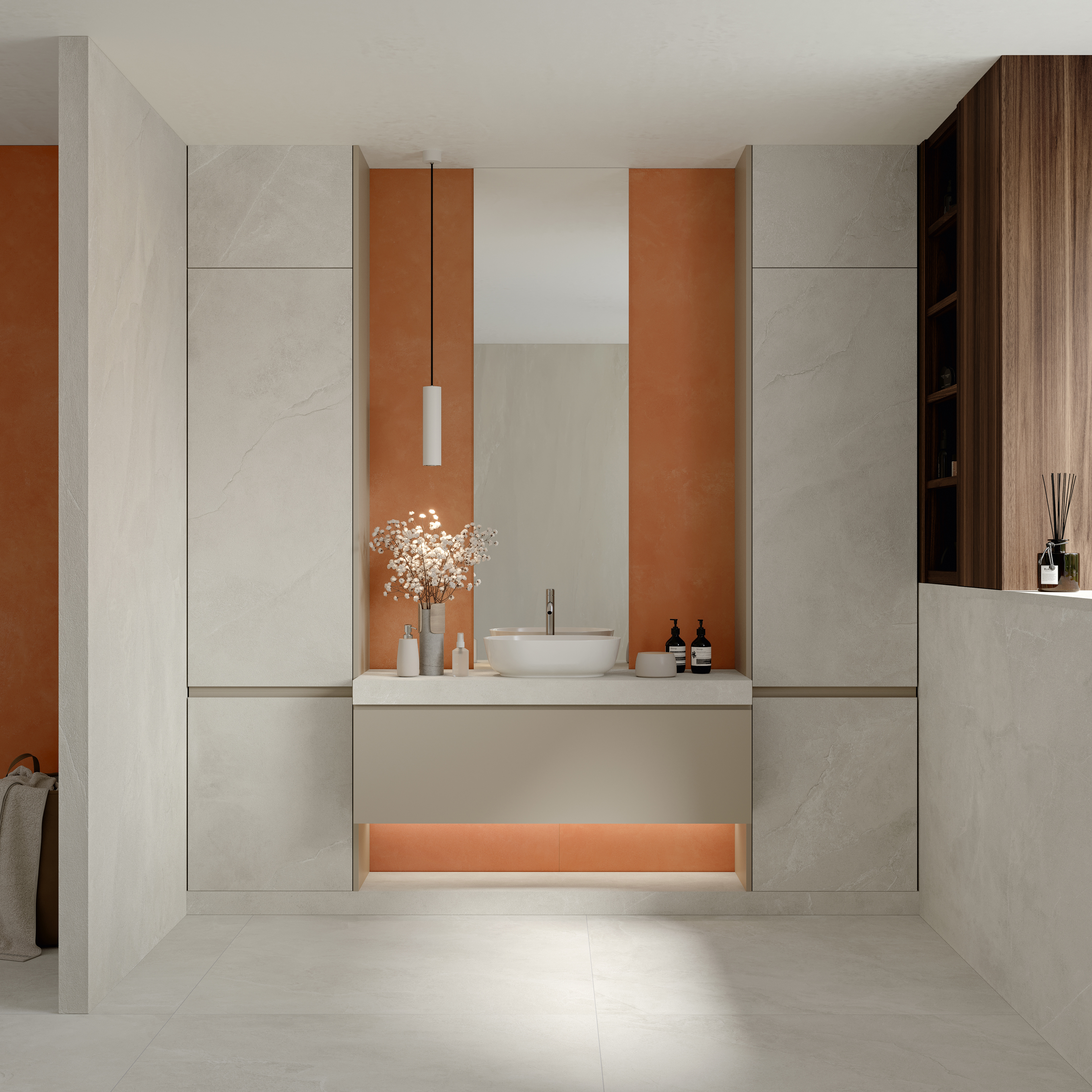 Steinoptik Weiß 120x278cm