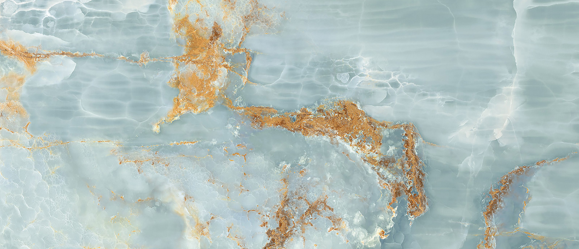 Marmoroptik Onyx Aqua Blue Gold poliert 120x278cm 