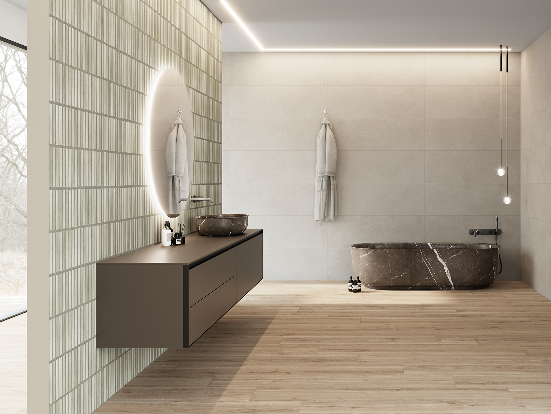 Wandfliese Dekor Grün 40x120cm