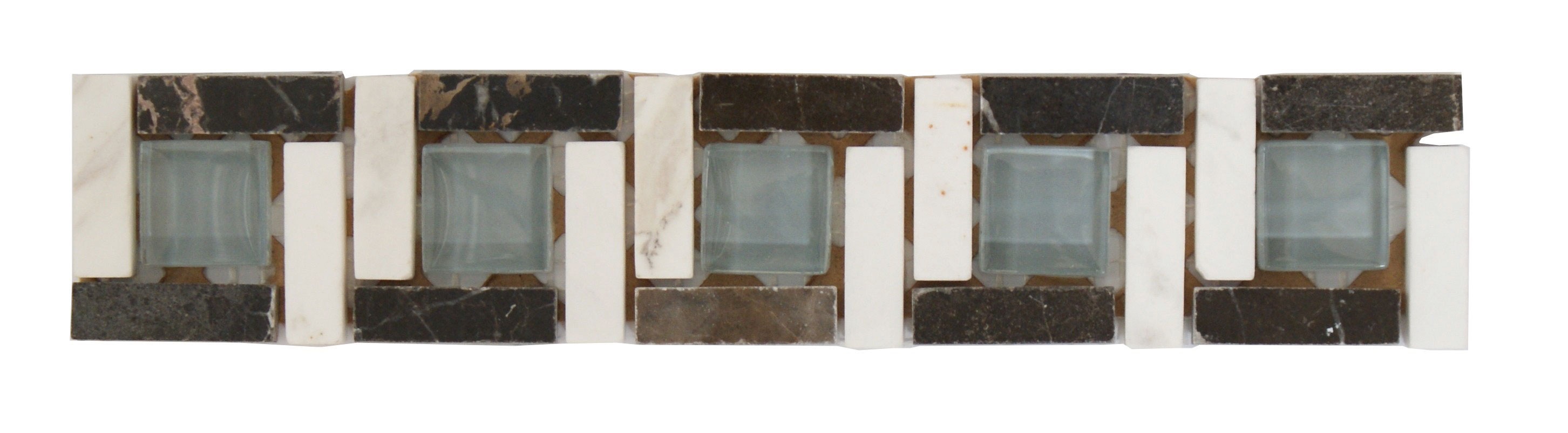 Marmor-Glas -Bordüre Nero 4,8x24,8 cm