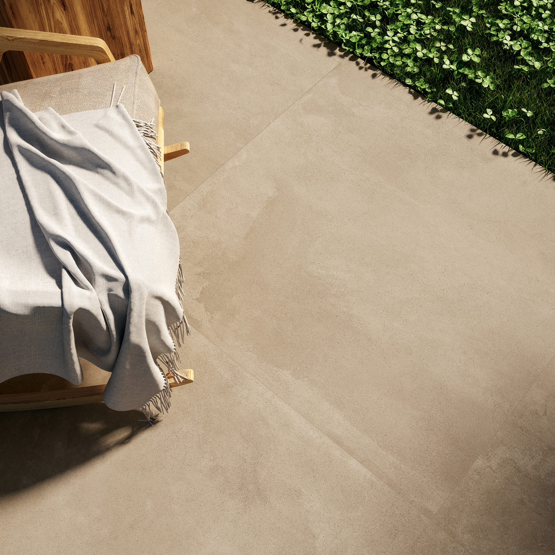 2cm Outdoor Betonoptik Haselnuss 60x60cm 