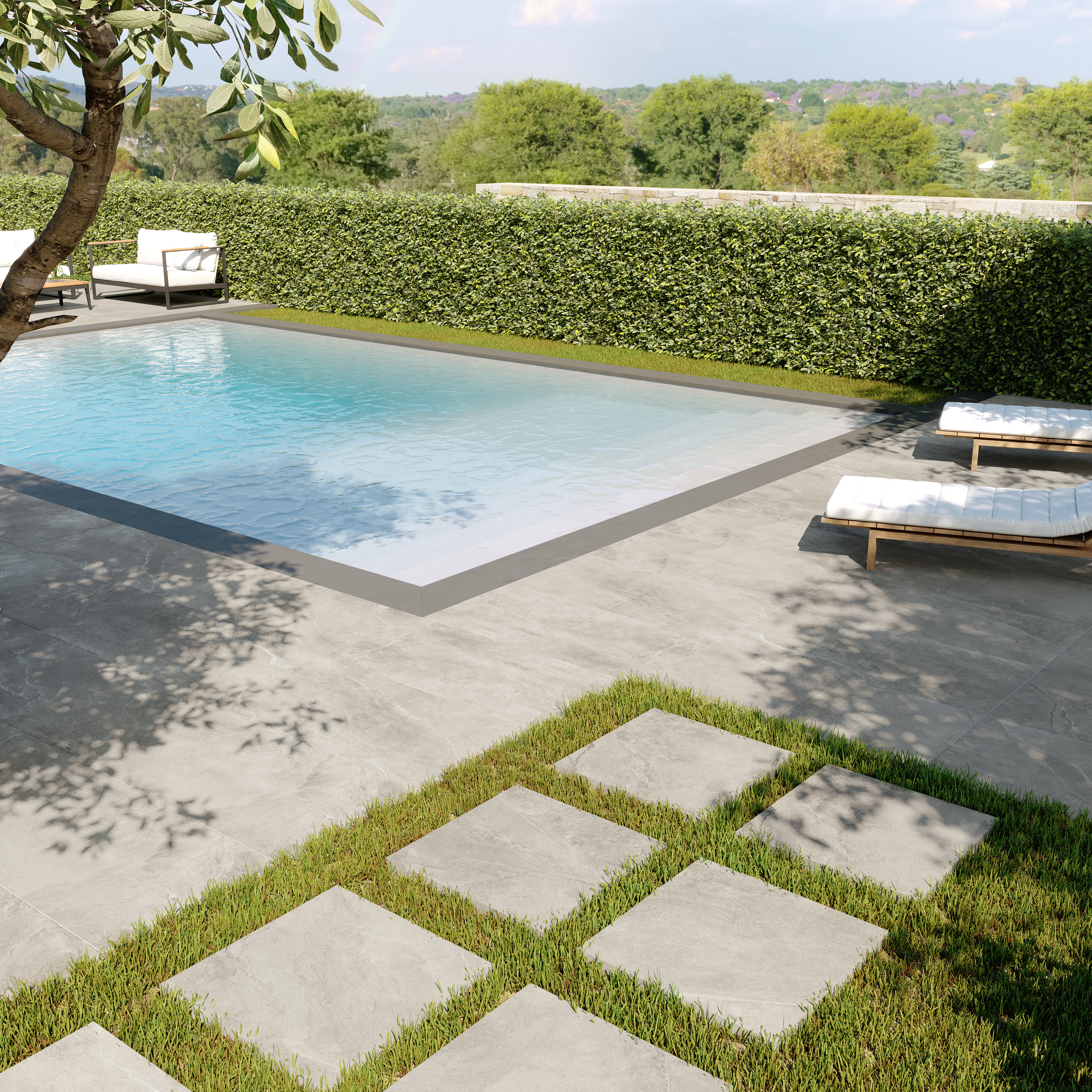 2cm Outdoor Steinoptik Silver 60x60cm