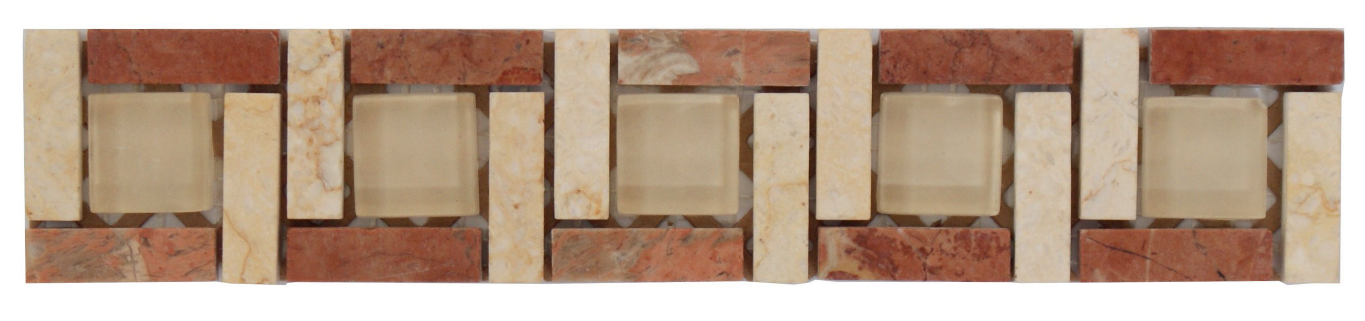 Marmor-Glas -Bordüre Beige 4,8x24,8 cm