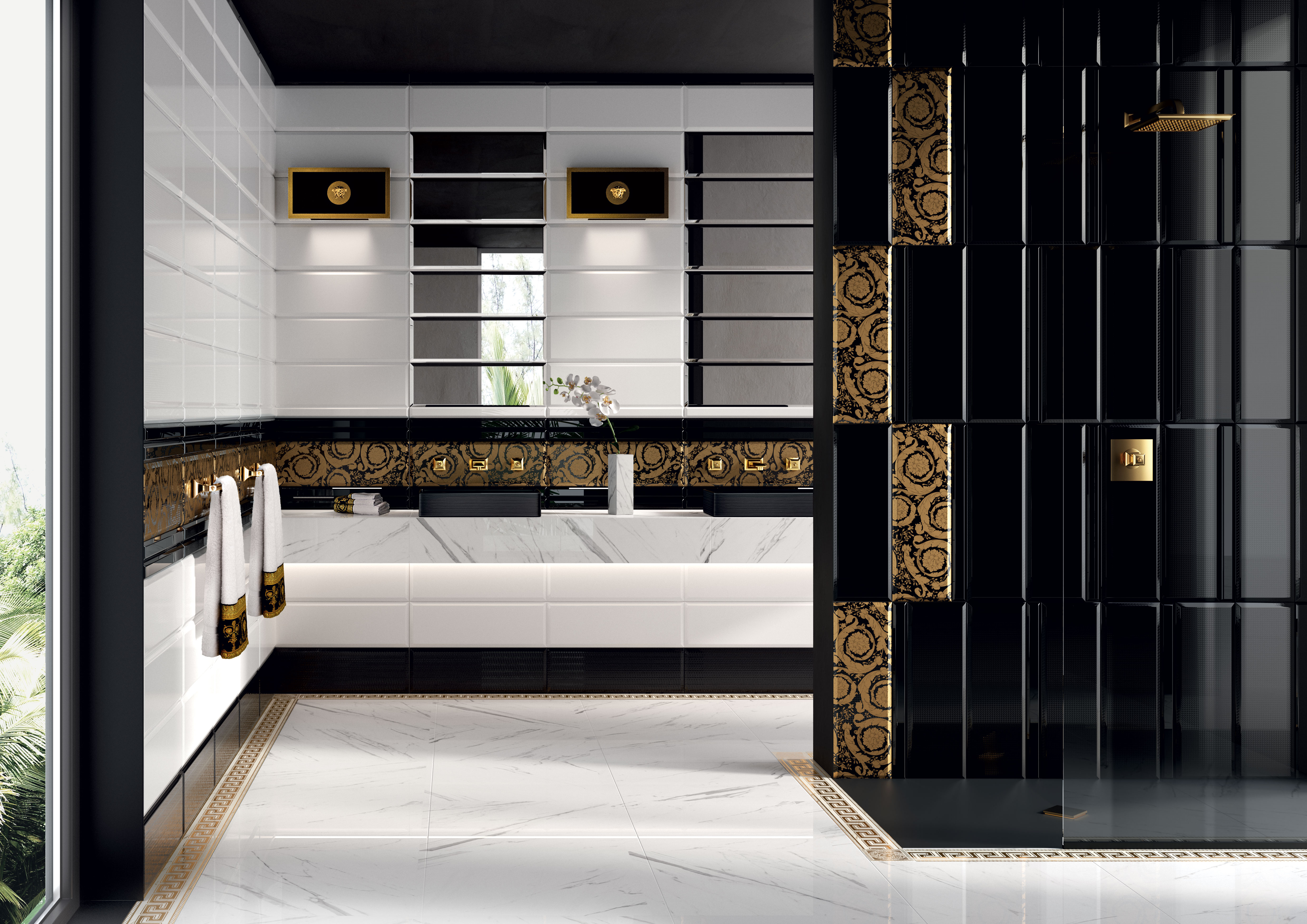 Versace Solid Gold Black Firma 20x60cm