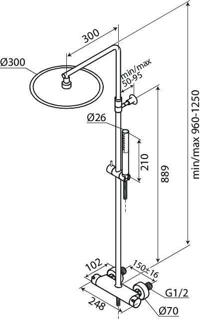Duschsystem Iris Graphitgrau