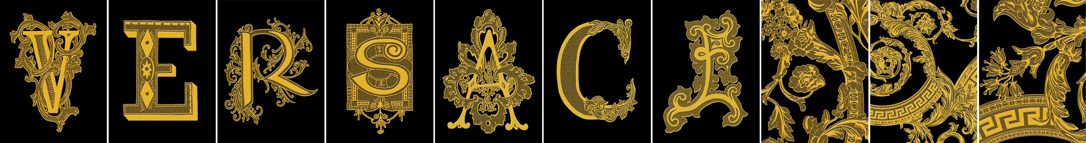 Versace Alphabet Nero Oro 10-Teilig 19,4 x 145 cm