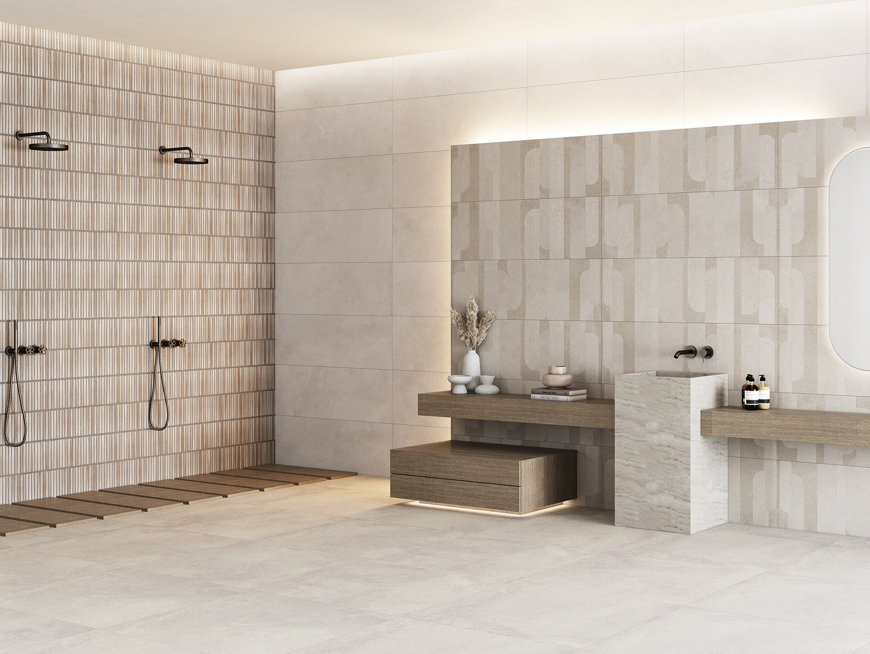 Wandfliese Steinoptik Beige 40x120cm