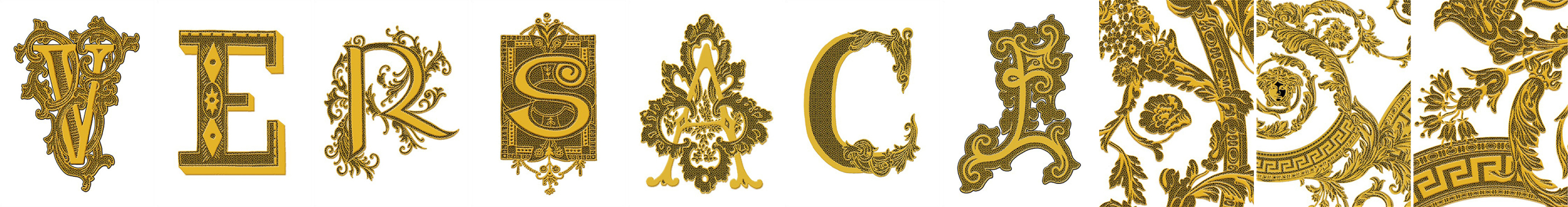 Versace Alphabet Bianco Oro 10-Teilig 19,4 x 145 cm